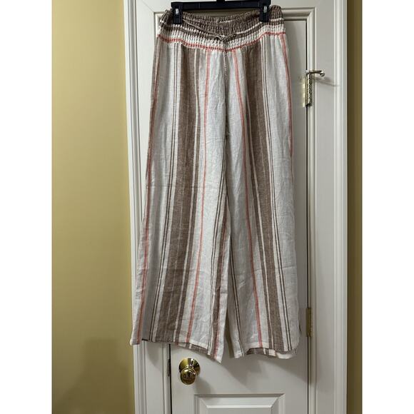 Vanilla Star Wide Leg Striped Smocked Waist Casual Pants Size L NWOT - Picture 1 of 7